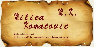 Milica Komatović vizit kartica